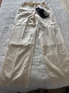 Aequamente Beige Drawstring cupro Cotten Blend Pants